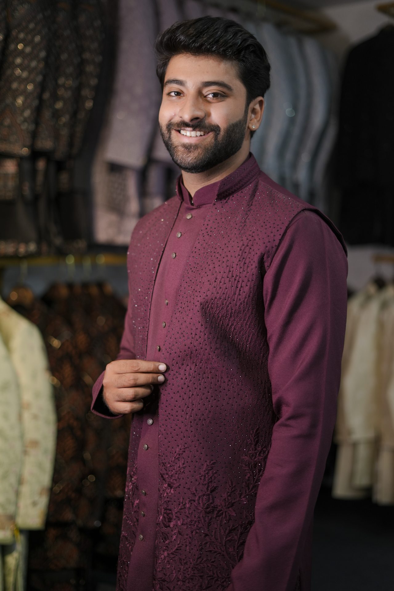 OE Kurta Jacket Maroon