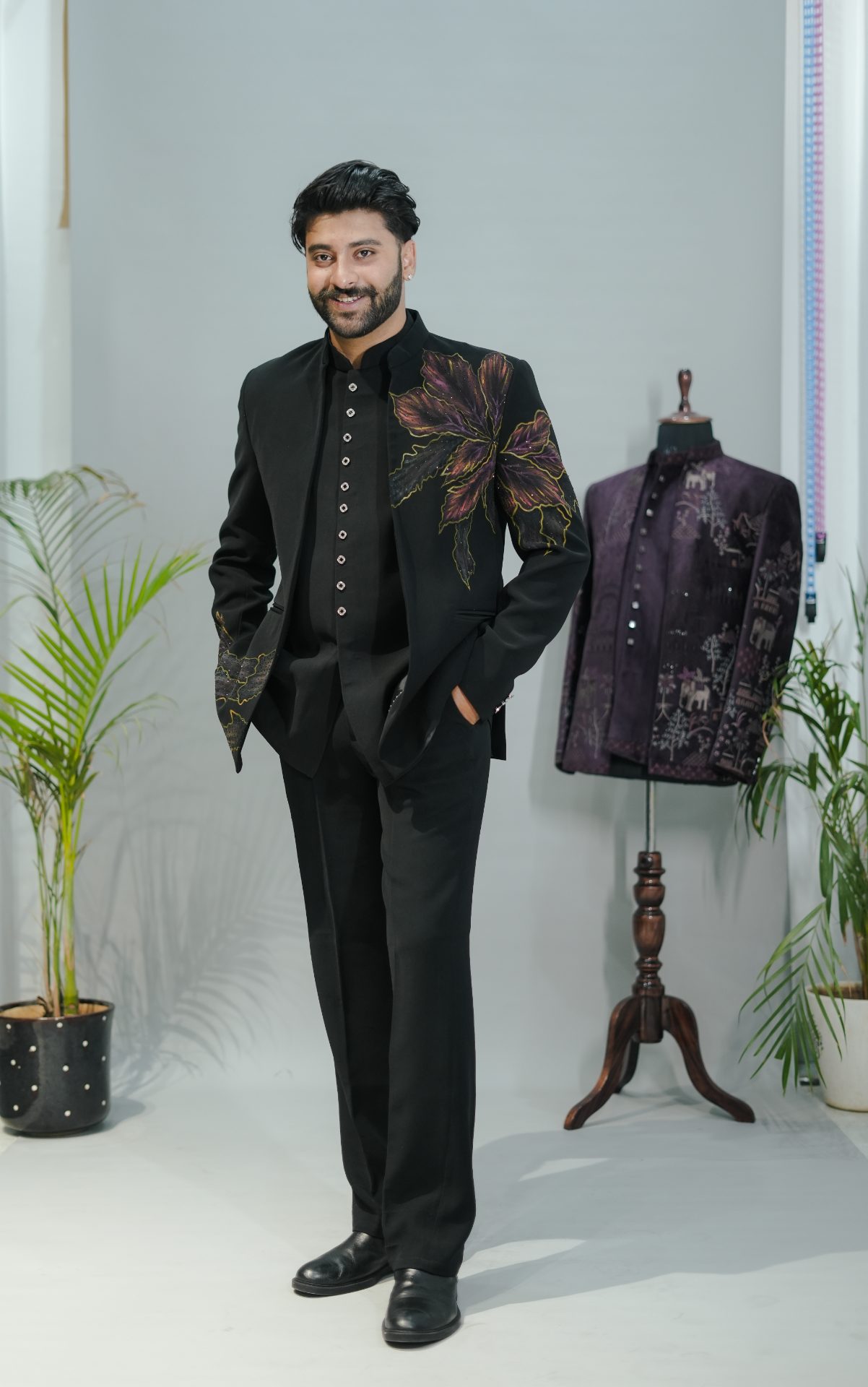 Open Jodhpuri Handpainted Black