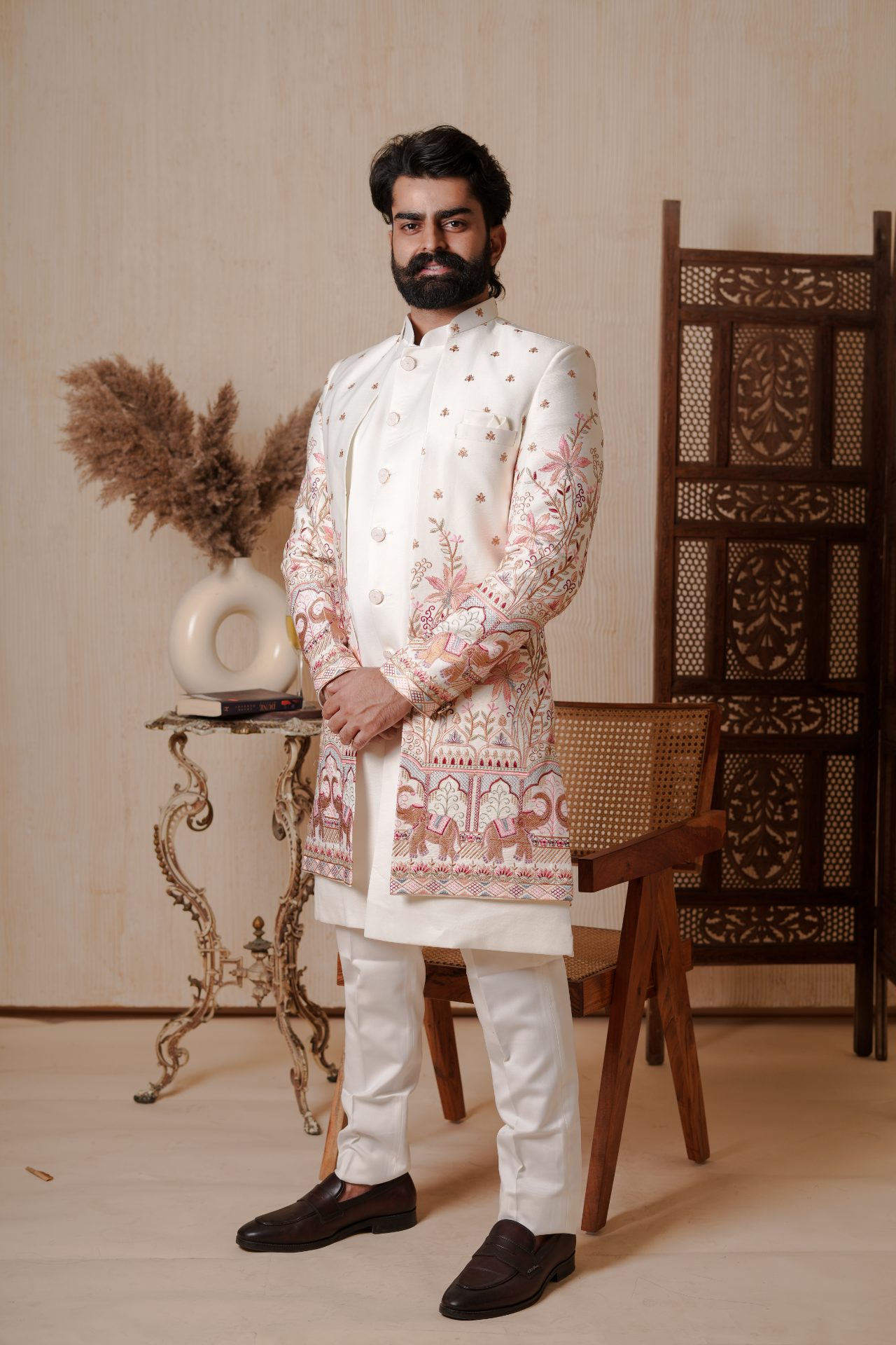 Indowestern Designer Offwhite Elephant
