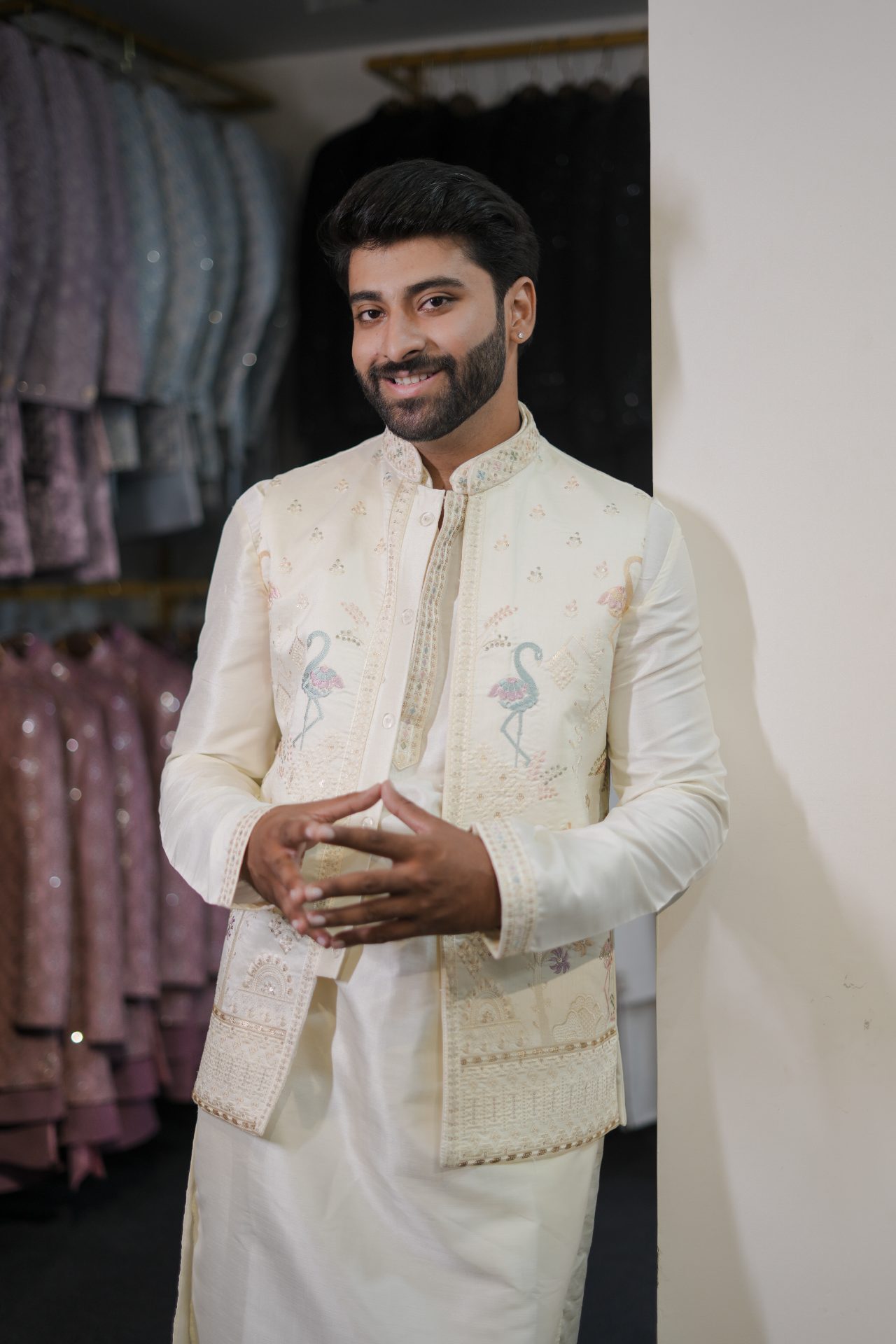 OE Kurta Jacket Set Offwhite