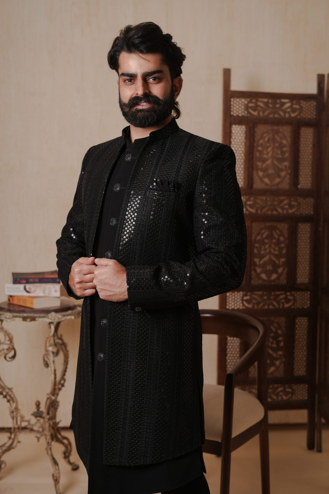 Indowestern Seq 2Layer Black