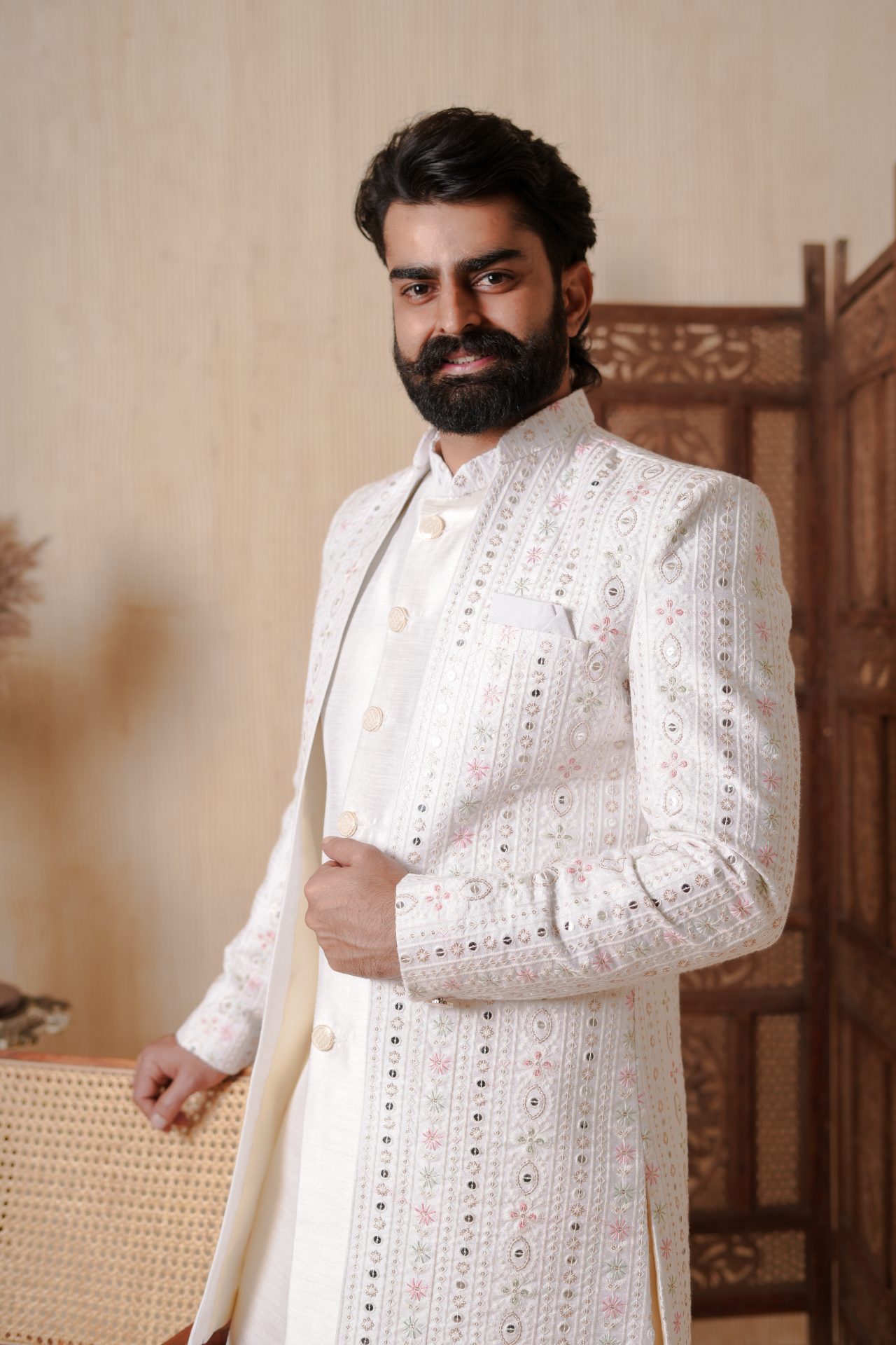 Indowestern Designer Seq White