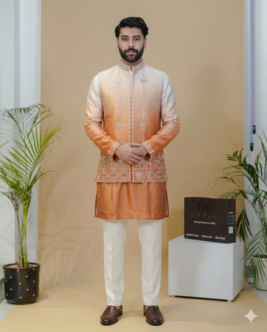 Kurta Jacket Orange