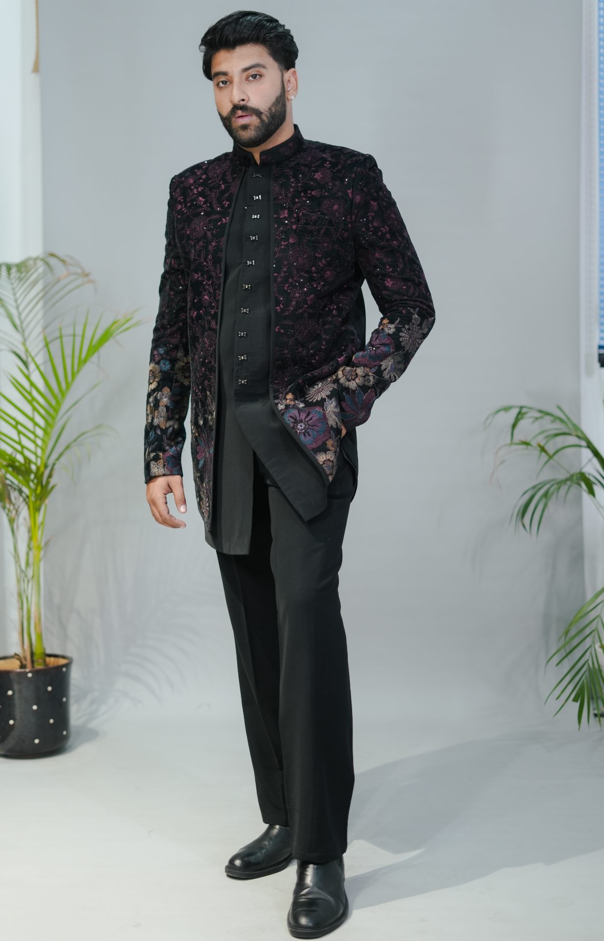 Indowestern Velvet Fancy Black