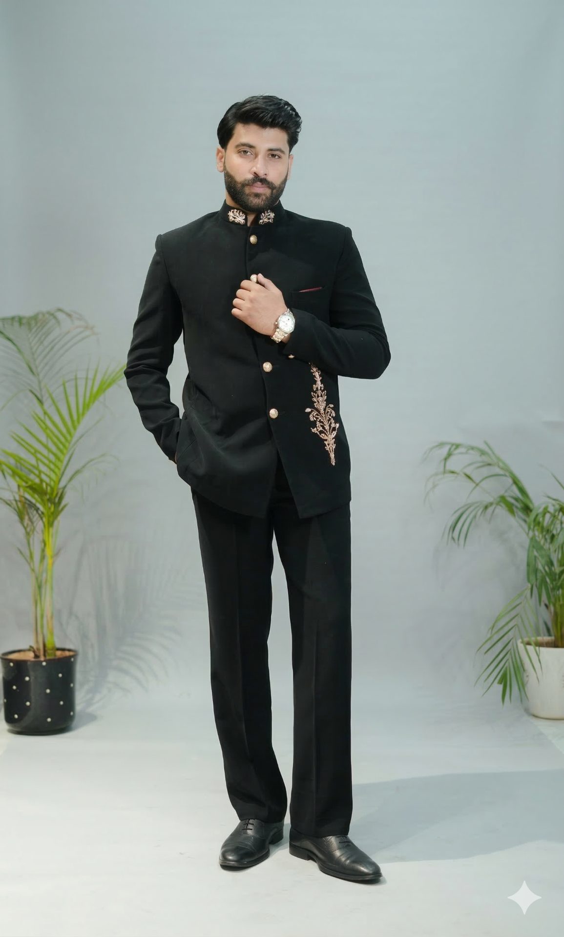 Jodhpuri black Heavy Leaf